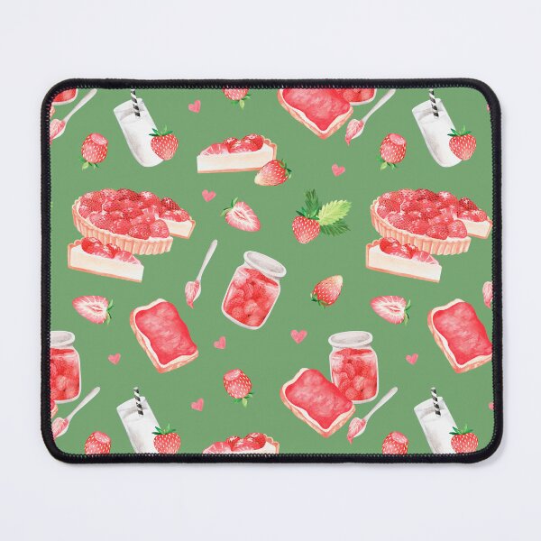 Item preview, Strawberry sweets. Pie, jam, toast and strawberries with milk. Watercolor drawing. designed and sold by Trilisti.