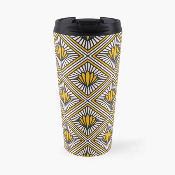 Vintage Art Deco Clamshell Pattern - 1920s Western Retro Design Travel Coffee Mug