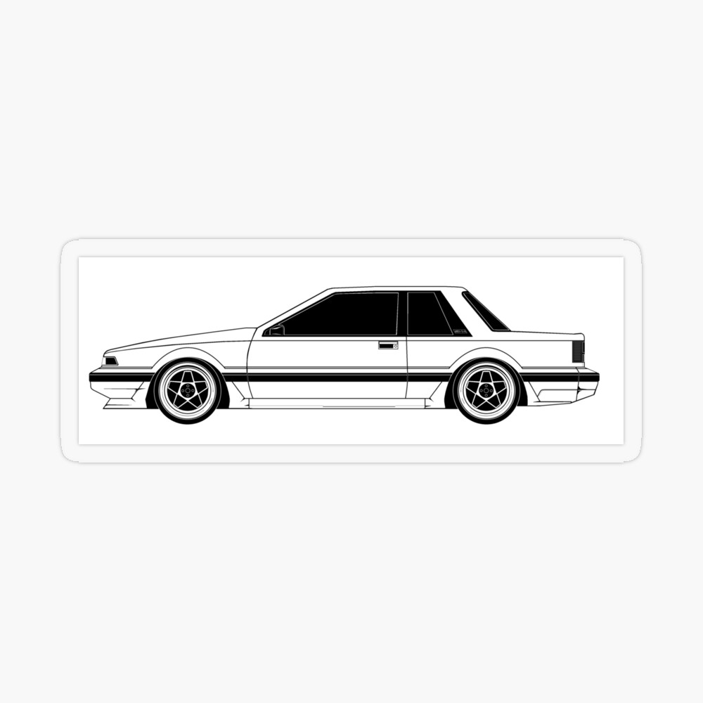 1988 Nissan 200SX-Silvia-180ZX S12 (MK2) (Notchback, coupe) Monochrome side  | Poster