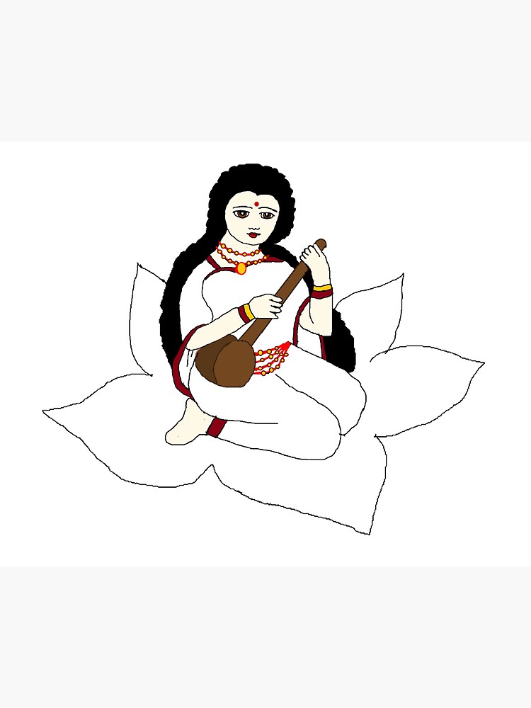 how to cdraw saraswati devi,maa saraswati ful figer drawing,line art maa  saraswati devi step by step | Saraswati devi, Line art drawings, Easy  drawings