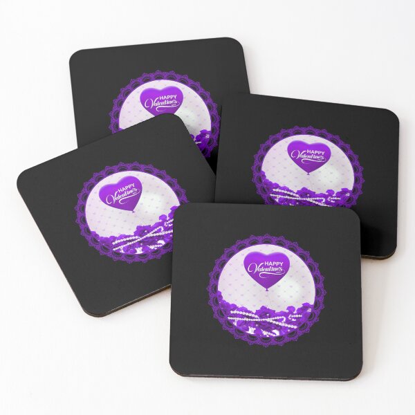 Item preview, Happy Valentine’s Day Roses and Pearls (Purple on Black) designed and sold by PawsitiveMum.