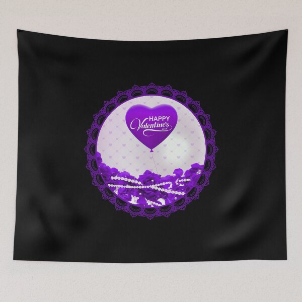 Item preview, Happy Valentine’s Day Roses and Pearls (Purple on Black) designed and sold by PawsitiveMum.