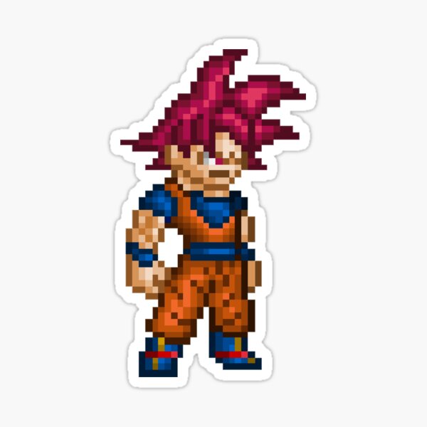 Goku Super Saiyan God Pixel Edition Sticker For Sale By Adventfan Redbubble 0371