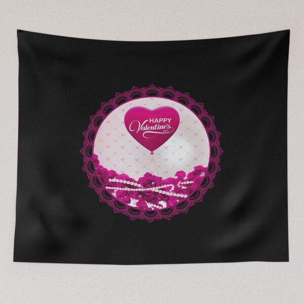 Item preview, Happy Valentine’s Day Roses and Pearls (Hot Pink on Black) designed and sold by PawsitiveMum.