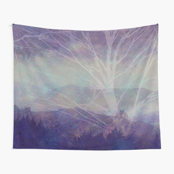 Forest View With Mountains, Abstract Night Tapestry