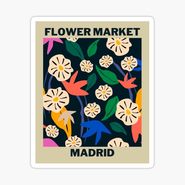 Item preview, Retro Colorful Tropical Flower Market Madrid designed and sold by Tamas Das.