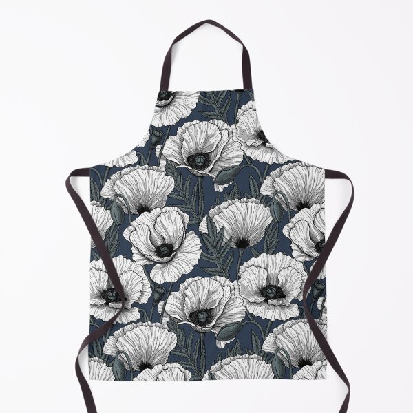Item preview, White poppy garden on navy designed and sold by Katerina Mitkova Kirilova.