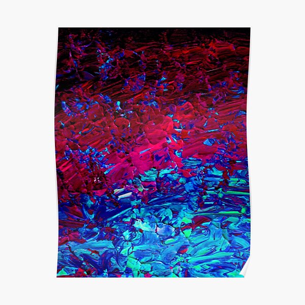 ETERNAL TIDE Bold rich Colorful Deep Purple Fuchsia Magenta Turquoise Royal Blue Ombre Waves Abstract Acrylic Painting Poster