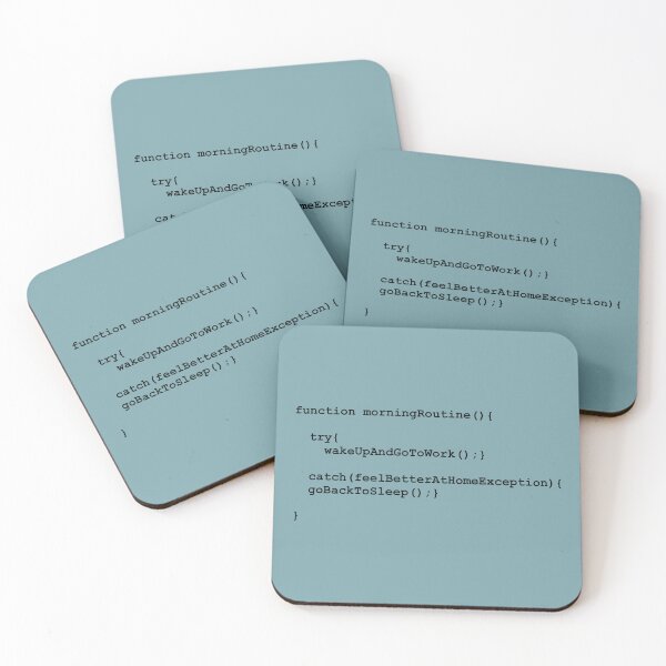 Item preview, Funny morning routine rendered as programming code (black) designed and sold by SolidEarthArt.