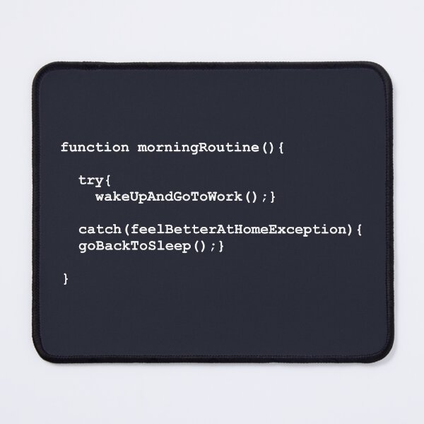 Item preview, Funny morning routine rendered as programming code (white) designed and sold by SolidEarthArt.
