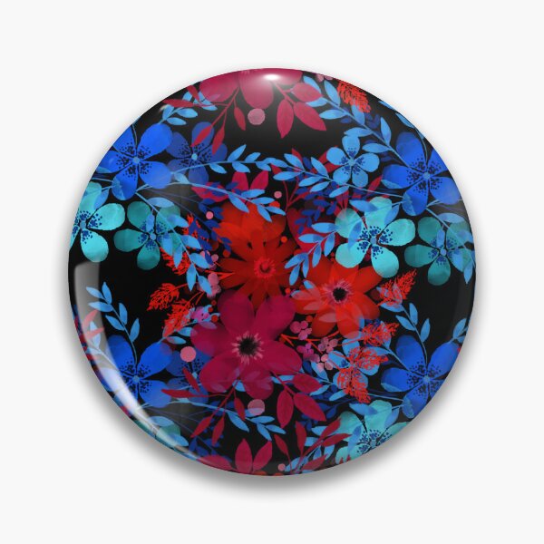 Item preview, Blue/red flower on black backround designed and sold by GG4YOU BEASTSHOP.