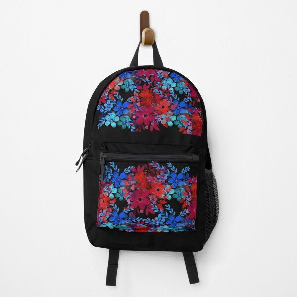 Item preview, Blue/red flower on black backround designed and sold by GG4YOU BEASTSHOP.