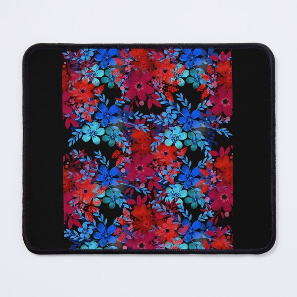 Item preview, Blue/red flower on black backround designed and sold by GG4YOU BEASTSHOP.