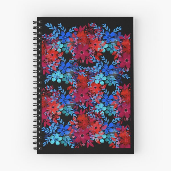 Item preview, Blue/red flower on black backround designed and sold by GG4YOU BEASTSHOP.