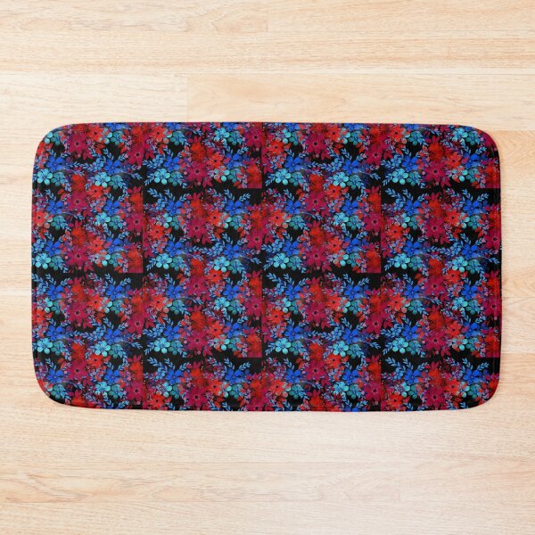 Item preview, Blue/red flower on black backround designed and sold by GG4YOU BEASTSHOP.