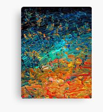 ETERNAL TIDE 2 Bold Rainbow Colorful Deep BlueTurquoise Aqua Orange Yellow Ombre Waves Abstract Acrylic Painting Canvas Print