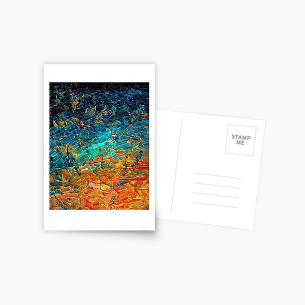 ETERNAL TIDE 2 Bold Rainbow Colorful Deep BlueTurquoise Aqua Orange Yellow Ombre Waves Abstract Acrylic Painting Postcard