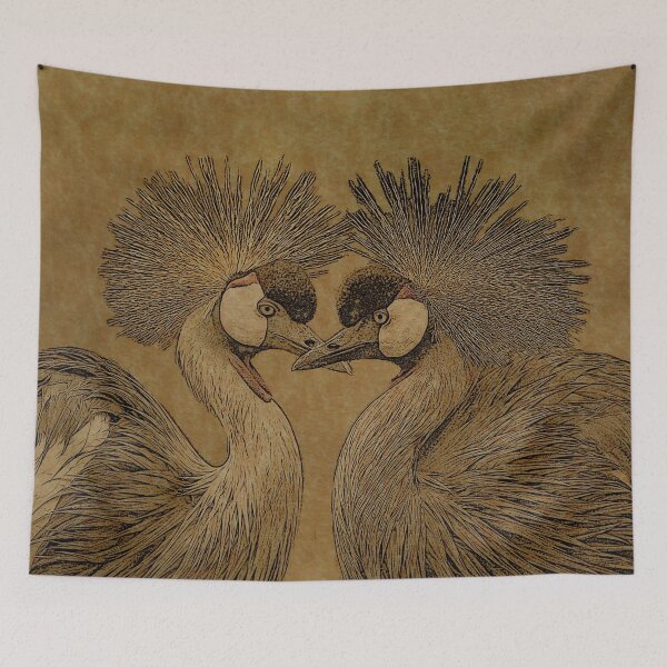 Item preview, Wonderful Gray Crowned Cranes Line Art designed and sold by ClownFishArts.