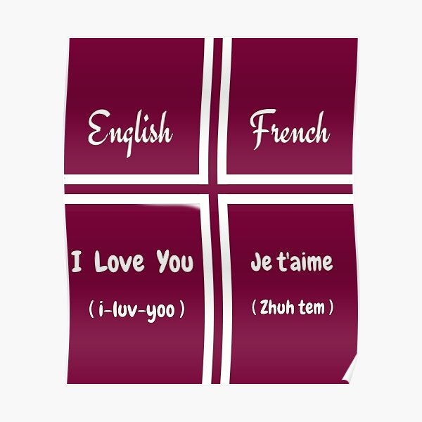 I Love You In French Posters Redbubble