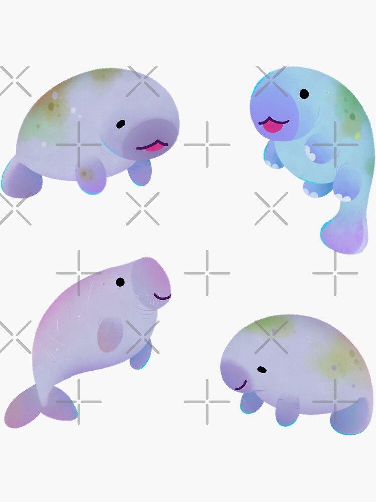 Thumbnail 3 of 3, Sticker, Sea cow (Sirenians) designed and sold by pikaole.