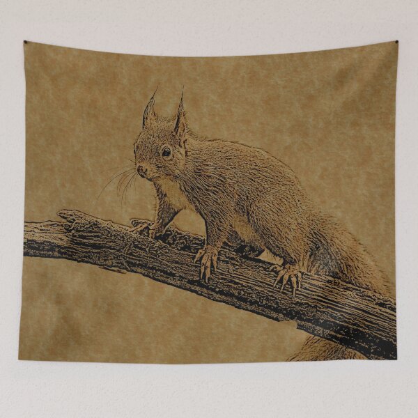 Item preview, Red Squirrel in Tree Line Art designed and sold by ClownFishArts.