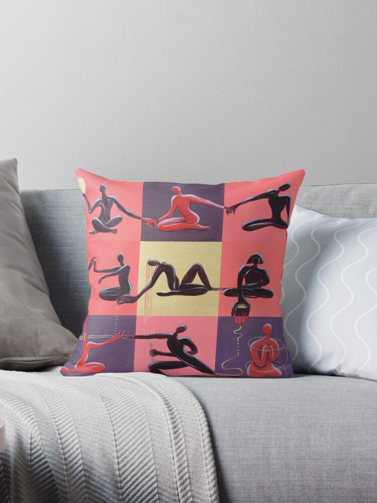 Thumbnail 1 of 3, Throw Pillow, Yoga Positions designed and sold by Giselle Luske.