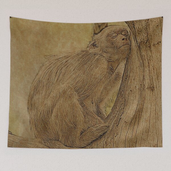Item preview, Cute Sleeping Monkey Line Art designed and sold by ClownFishArts.