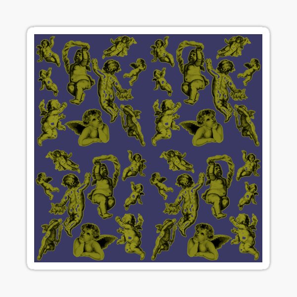 Cherub Art Print Blue & Yellow Sticker