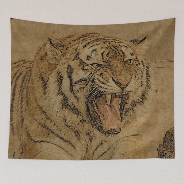 Item preview, Scary Tiger Line Art designed and sold by ClownFishArts.