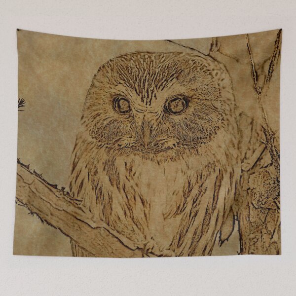 Item preview, Beautiful Young Owl Line Art designed and sold by ClownFishArts.