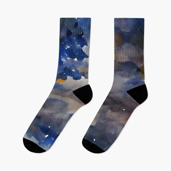 Item preview, Watercolour night sky with clouds, moon and stars designed and sold by yennyz.