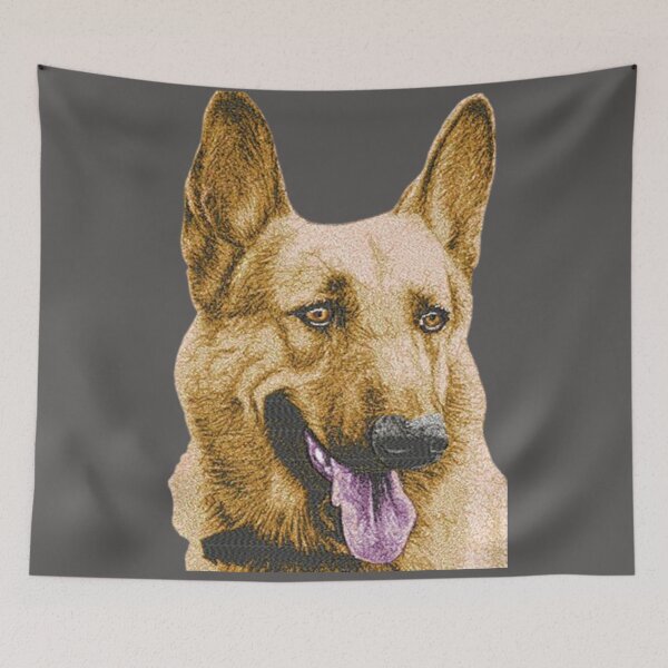 Item preview,  Machine embroidery, Embroidered German Shepherd, Alsatian, Stitch crafting, unique embroidered art designed and sold by RudolphBarnard.