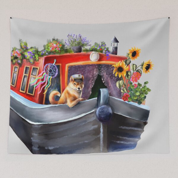 Item preview,  Cool Red narrow boat. Channel boat.  designed and sold by Sitenkovamary.