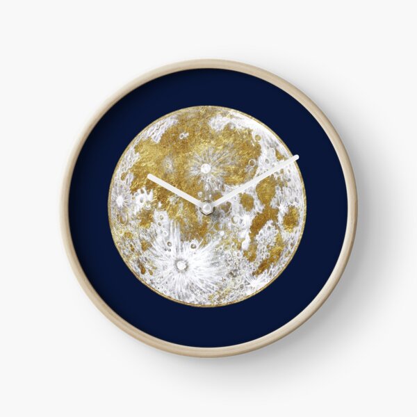 Golden Moon Pattern Clock