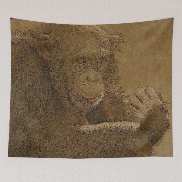 Item preview, Terrific Chimpanzee Line Art designed and sold by ClownFishArts.