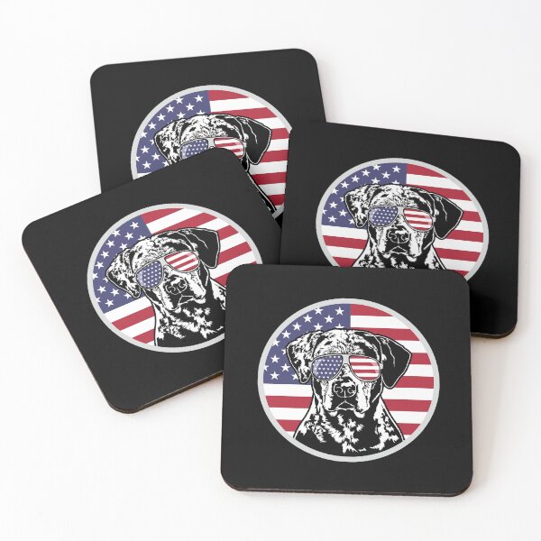 Item preview, Louisiana Catahoula Leopard Dog with America Flag Sunglasses Dog Canine Portrait designed and sold by dogarts.