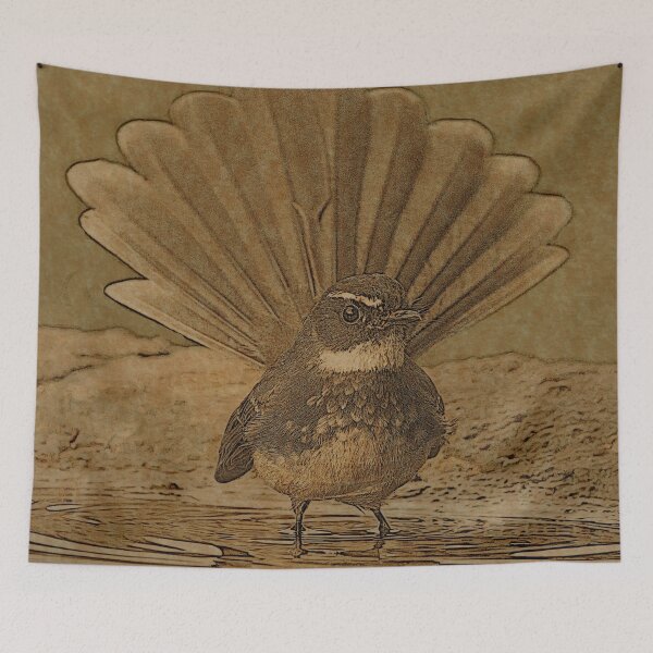 Item preview, Beautiful Paddling Fantail Bird Line Art designed and sold by ClownFishArts.