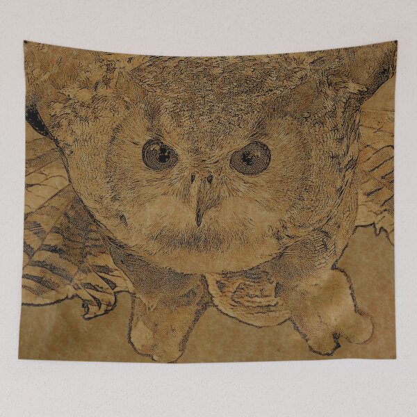 Item preview, Scary Flying Owl Line Art designed and sold by ClownFishArts.