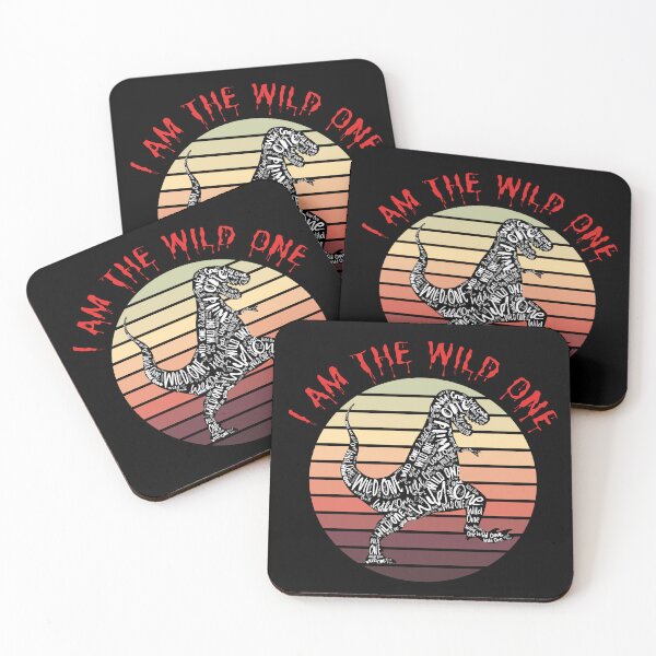 Item preview, I am the Wild One Retro Vintage Sunset T-Rex Dinosaur Silhouette Typography Bloody Red Fonts designed and sold by Cawaiico.