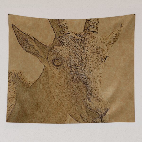 Item preview, Lovely Horned Goat Line Art designed and sold by ClownFishArts.