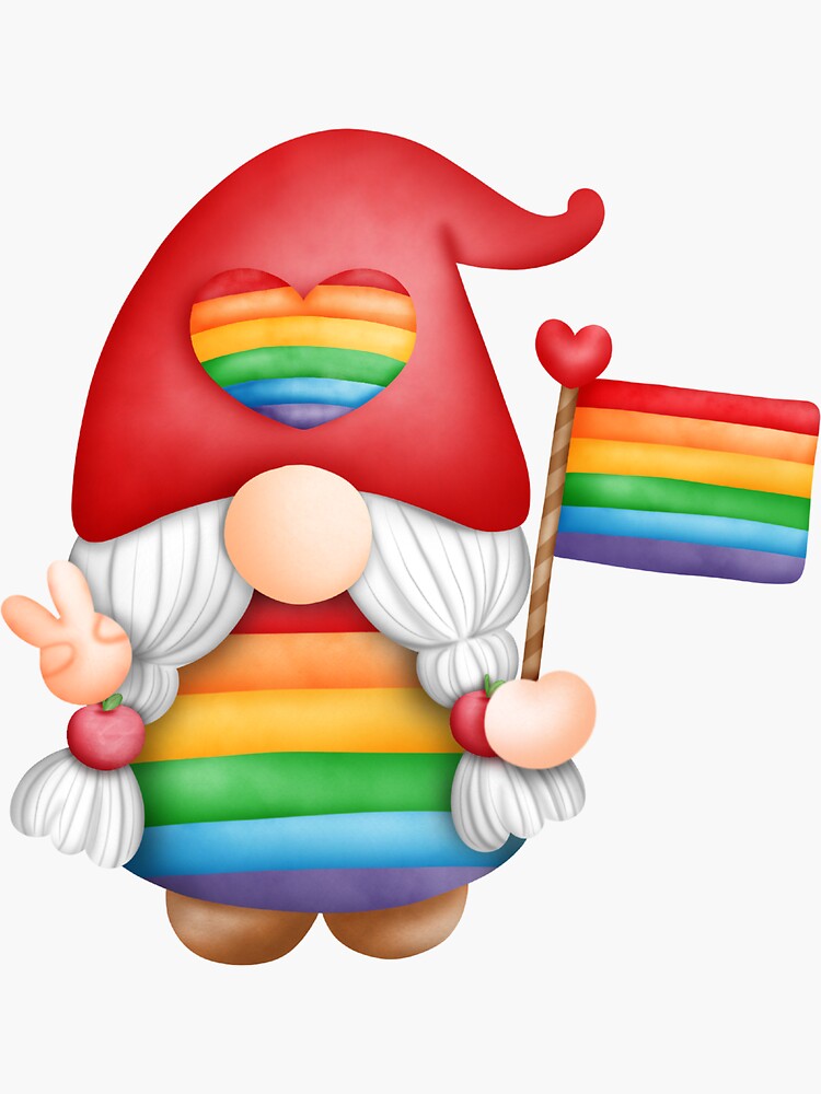 “Pride Gnome LGBT Gay Pride Rainbow Flag Gnome” Sticker by PPGoods