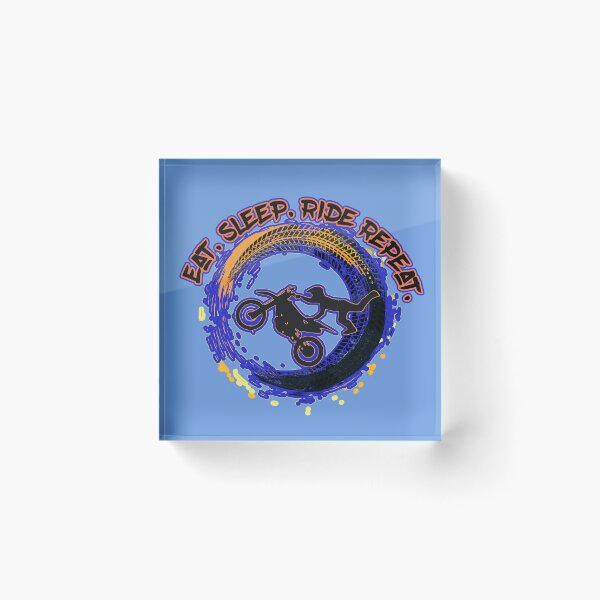 Item preview, Blue and Orange Eat Sleep Ride Repeat Dirt Bike Motocross  designed and sold by FamilyCurios.