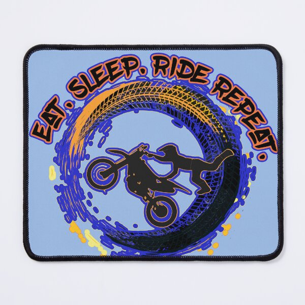 Item preview, Blue and Orange Eat Sleep Ride Repeat Dirt Bike Motocross  designed and sold by FamilyCurios.