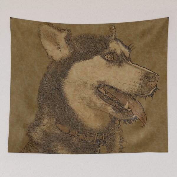Item preview, Happy Husky Line Art designed and sold by ClownFishArts.