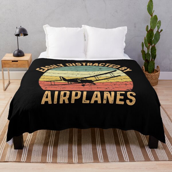 Item preview, Easily Distracted By Airplanes Retro Vintage Funny Airplane designed and sold by AlexaTees.