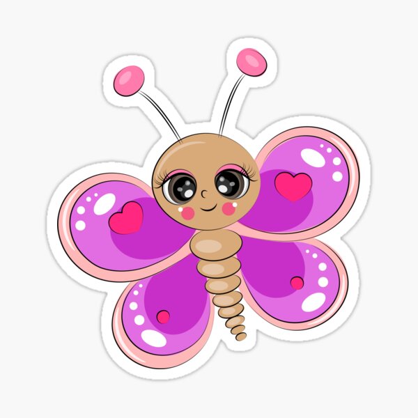 Beautiful cute butterfly, cute insect with colorful wings Sticker