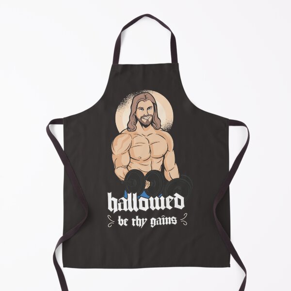 Item preview, Hallowed Be Thy Gains Weightlifting Cartoon Pun designed and sold by MrEddie10.