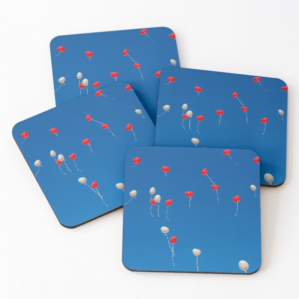 Item preview, heart balloons on blue sky designed and sold by goldufeenstaub.