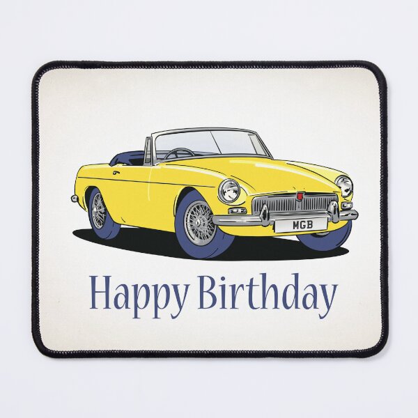Item preview, MGB Vintage MG in yellow Birthday Card designed and sold by Webazoot Industries - Car Art.