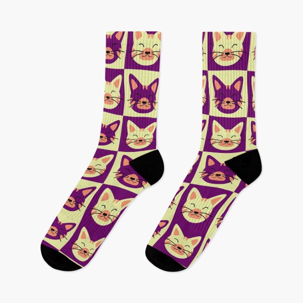 Item preview, Cat face with sunglasses patterns  purple yellow designed and sold by CoolArtByMboya.